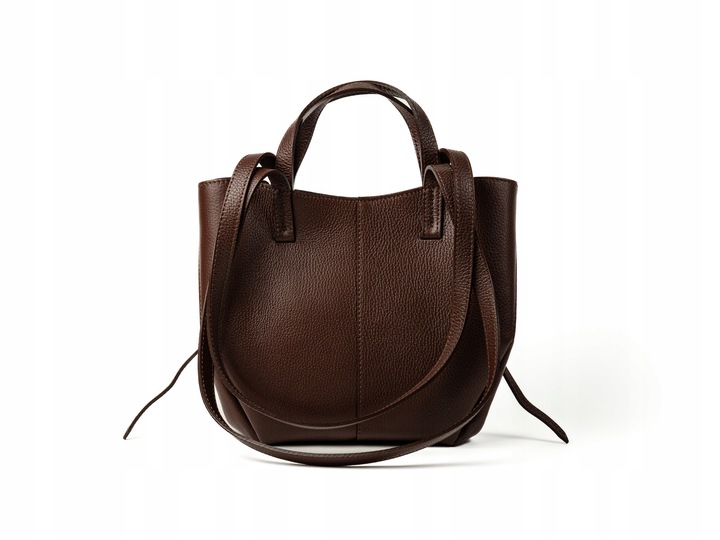 Torebka Damska ze Skóry Naturalnej z Magnetycznymi Zapięciami Cognac