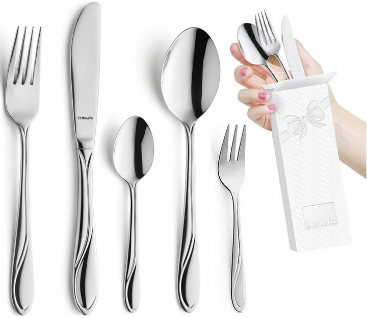 AMEFA 30 SZTUĆCE OBIADOWE 24 ZESTAW WHISPER WIDELCZYKI CIASTA TORTU 6