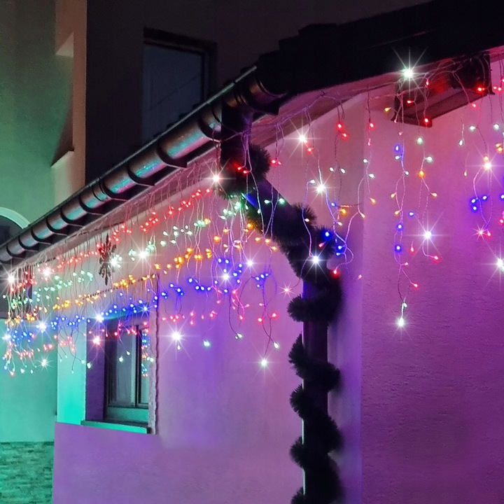KURTYNA GIRLANDA SOPLE LAMPKI 500 LED 22,5M MULTIKOLOR + FLASH OŚWIETLENIE