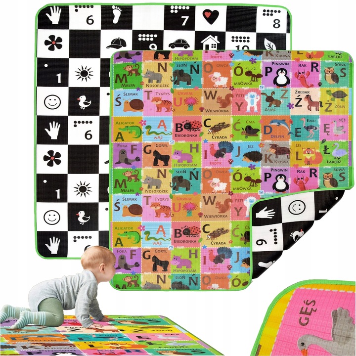 EDUKACYJNA MATA PIANKOWA SZACHOWNICA POLSKI ALFABET 180X200X0,5 DLA DZIECI