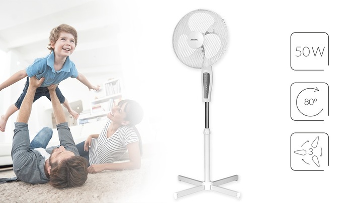 Wentylator stojący z pilotem wiatrak MPM BWP-02 biały