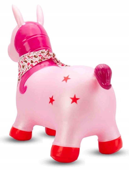 Skoczek gumowy dla dzieci JEDNOROŻEC 60 cm różowy perłowy z bandaną do skak