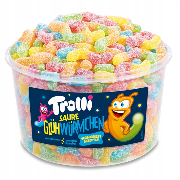 Sour Glowworms - Robaczki - BOX 1050g Trolli