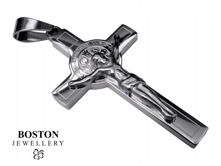 SREBRNY KRZYŻ KRZYŻYK NA ŁAŃCUSZEK DWUSTRONNY STAL CHIRURGICZNA PREMIUM