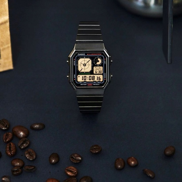 ZEGAREK CASIO A130WEGG-1AEF VINTAGE CYFROWY ZEGAREK ANALOGOWY 34mm +BOX