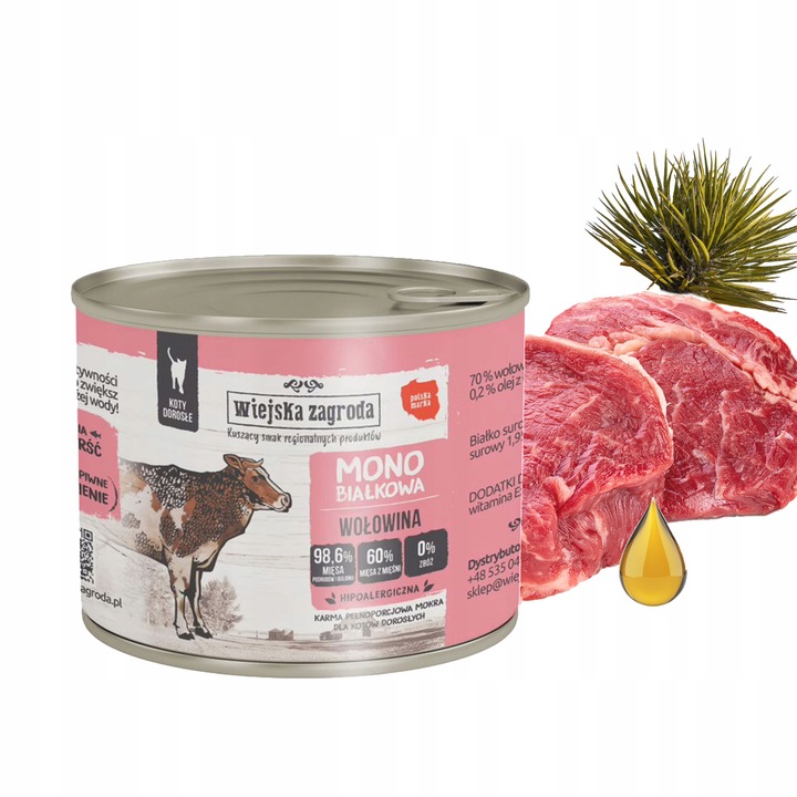 WIEJSKA ZAGRODA MONO Karma mokra dla kota MIX Smaków 6 x 200g Monobiałkowa