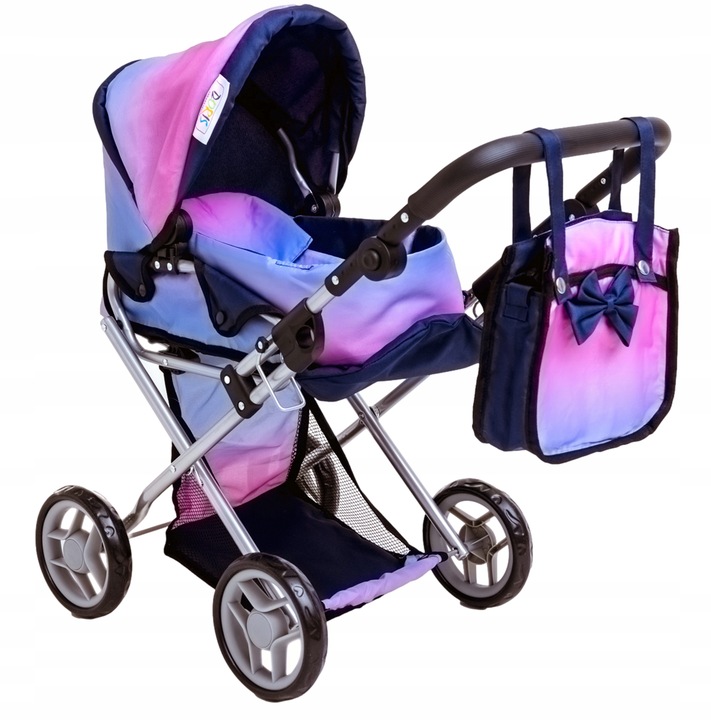 WÓZEK DLA LALEK GŁĘBOKI GONDOLA SPACERÓWKA 3w1 SKŁADANY TORBA POŚCIEL Doris