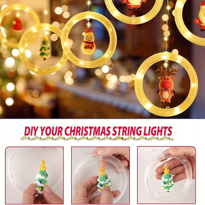 Światło Okien Świąteczne Pętle Świąteczne Oświetlenie Drzewa Świątecznego