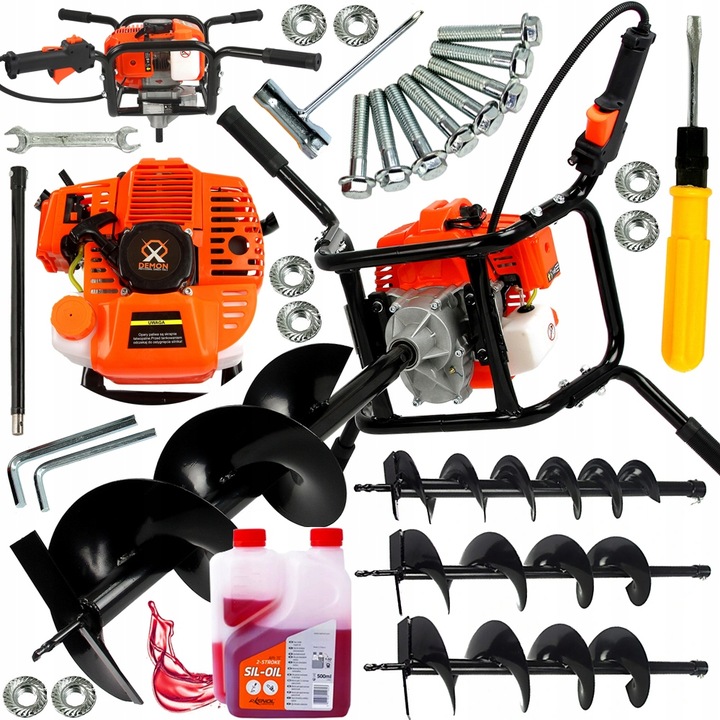 WIERTNICA GLEBOWA ŚWIDER SPALINOWY 2-OSOBOWY + 3 WIERTŁA 10/15/20CM + OLEJ