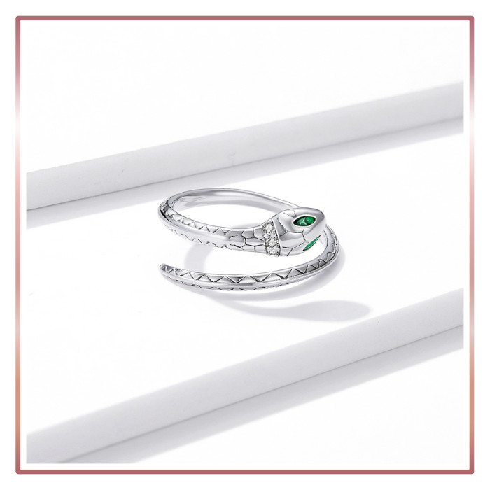 Srebrny Pierścionek Otwarty LŚNIĄCY WĄŻ S925