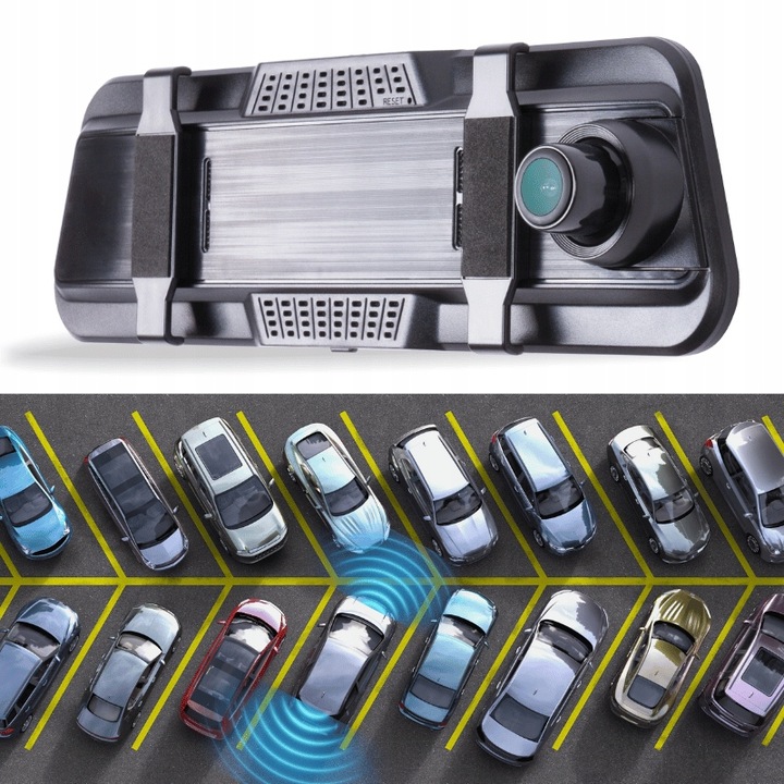 KAMERA SAMOCHODOWA WIDEOREJESTRATOR W LUSTERKU REJESTRATOR JAZDY PRZÓD TYŁ