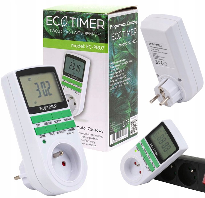 Gniazdko programowalne czasowe sterowanie 7 dni EC-PR07 PROGRAMATOR