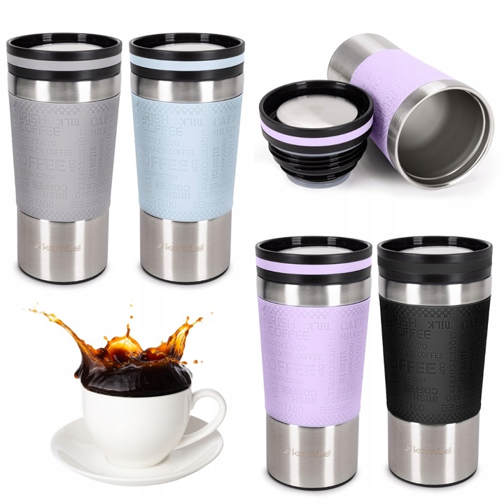 KUBEK TERMICZNY stalowy TERMOS do kawy herbaty szczelny KAMILLE 380ml