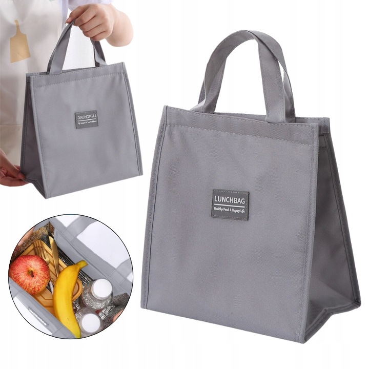 TORBA TERMICZNA Z UCHWYTEM IZOLACYJNA WODOODPORNA LUNCH BOX SZARA 10 L