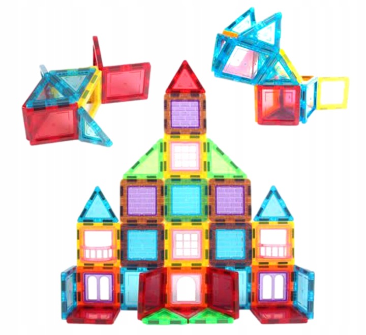 KLOCKI MAGNETYCZNE 3D konstrukcyjne DUŻE Zestaw 45 el. Magnetic Tiles