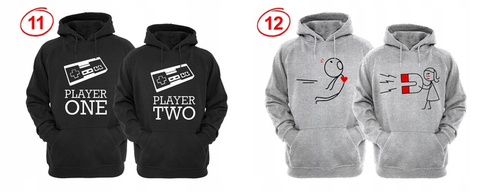 ZESTAW DWÓCH BLUZ Z KAPTUREM DLA ZAKOCHANYCH PAR