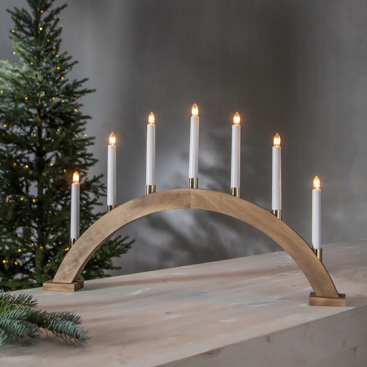 Świecznik adwentowy drewniany brązowy GILLIAN