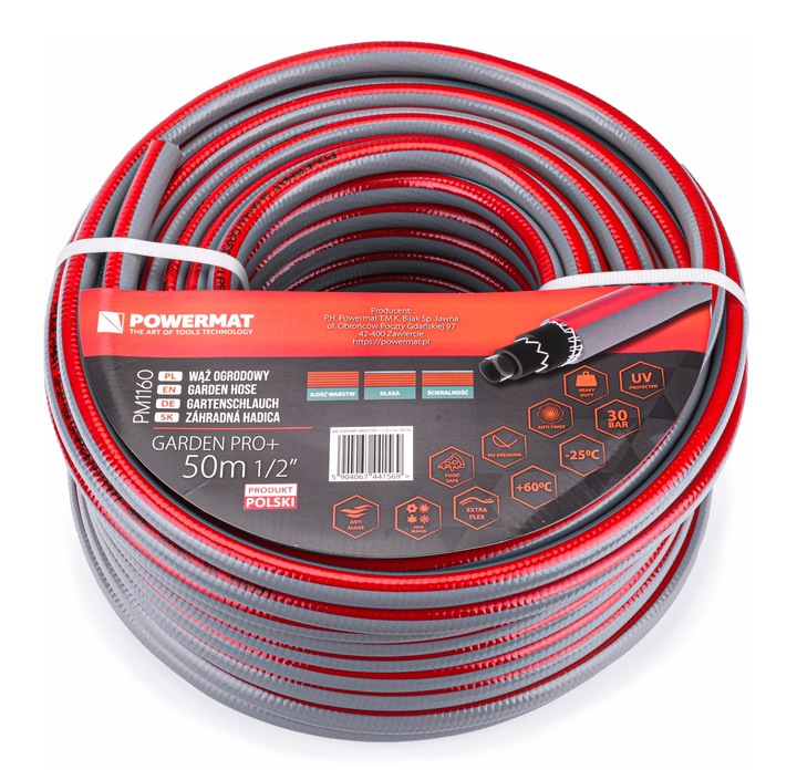 Wąż OGRODOWY Do Wody 1/2'' 50m 6 Warstwowy 30 Bar