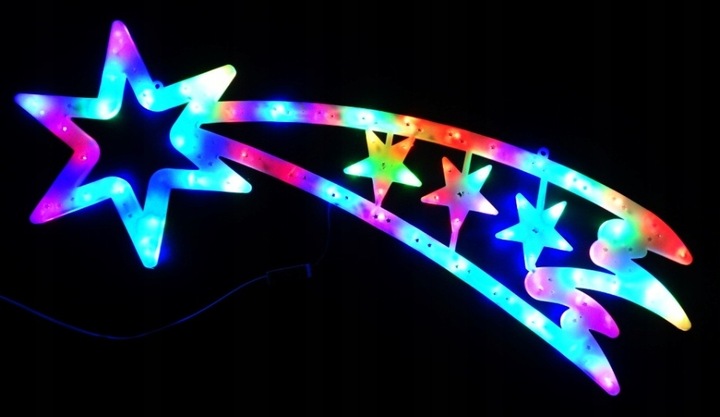 KOMETA OZDOBA ŚWIĄTECZNA W OKNO MULTIKOLOR LED 58 CM