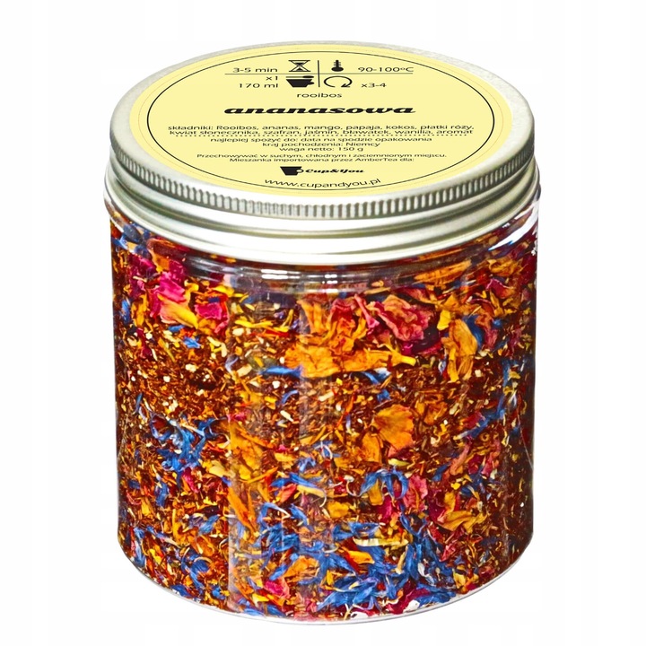 Herbata Rooibos ANANASOWA czerwonokrzew bez kofeiny ananas jaśmin mango