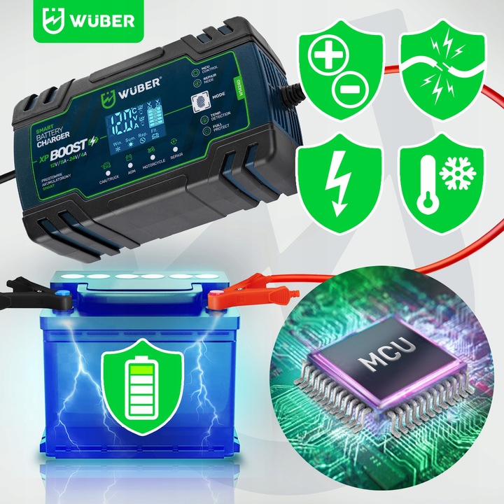 ŁADOWARKA PROSTOWNIK AKUMULATORÓW MIKROPROCESOROWY SAMOCHODOWY 12V/24V MCU