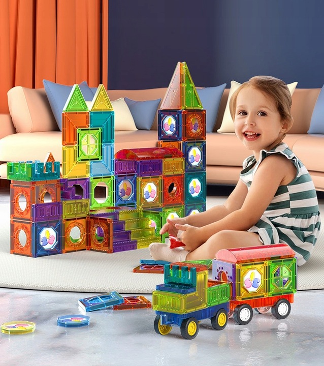 KLOCKI MAGNETYCZNE KONSTRUKCYJNE DUŻE PANELE EDUKACYJNE 3D DLA DZIECI 149EL