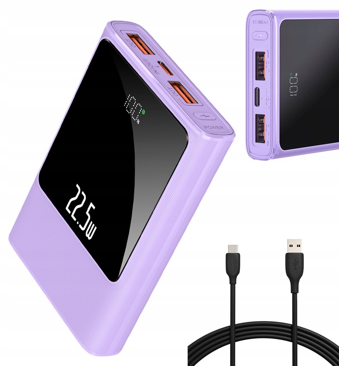 POWERBANK 10000MAH MOCNA SZYBKA ŁADOWARKA 22,5W 2XUSB A/USB-C WYŚWIETLACZ L