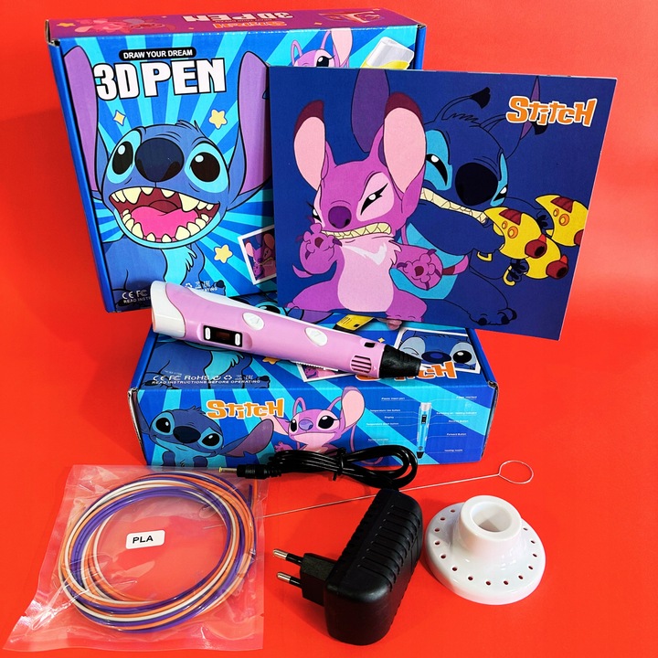 DŁUGOPIS 3D LILO I STICH ZESTAW PREZENT WKŁADY PEN DRUKARKA SZABLONY STITCH