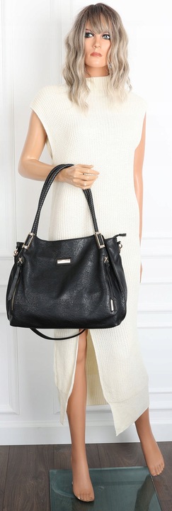 Torebka Damska Shopper Worek Pojemna Miejska Modna Torba CH7721 Czarna