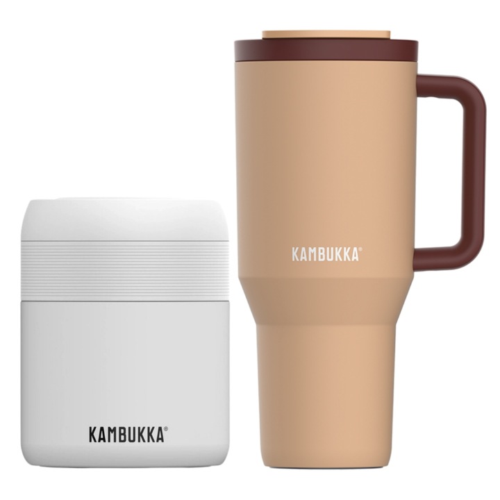 Kubek termiczny Kambukka RIO pojemnik obiadowy termos Zestaw Frozen Beige