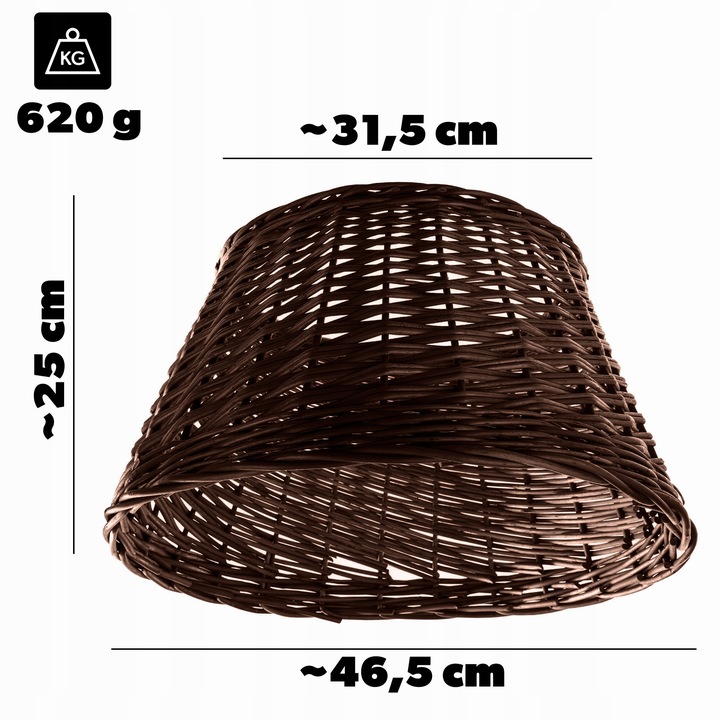 OSŁONA WIKLINOWA NA STOJAK POD CHOINKĘ 45 cm OSŁONKA KOSZ STOJAKA BRĄZOWY