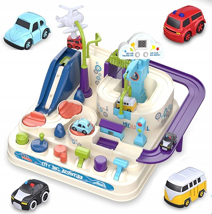 TOR PRZESZKÓD SAMOCHODOWY INTERAKTYWNY ZJEŻDŻALNIA Z PRZESZKODAMI + AUTKA