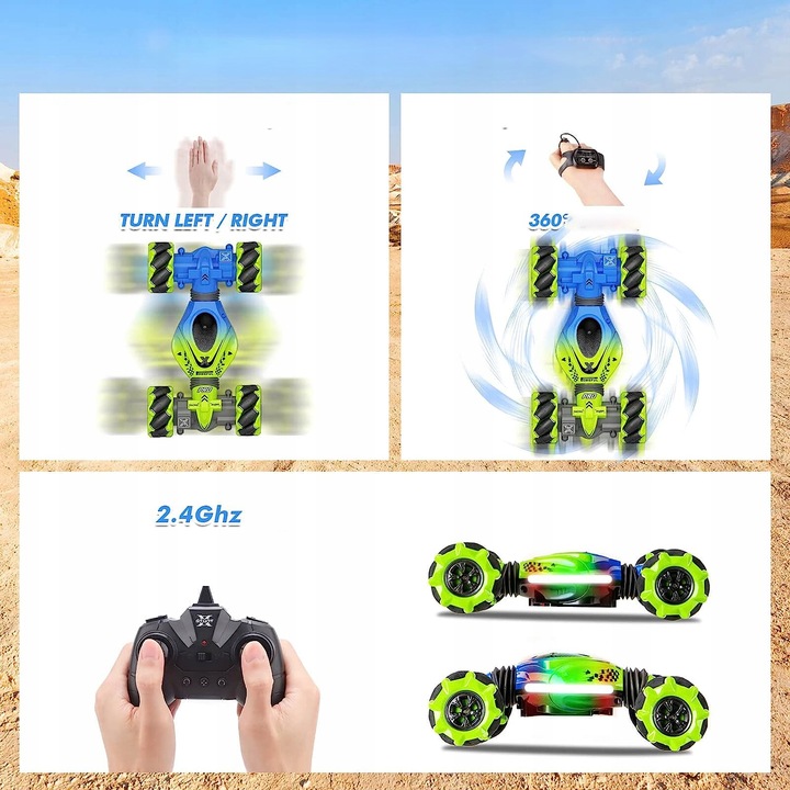 SAMOCHÓD ZDALNIE STEROWANY RĘKĄ GESTAMI 4X4 AUTO RC 2 W 1 GARNITUR