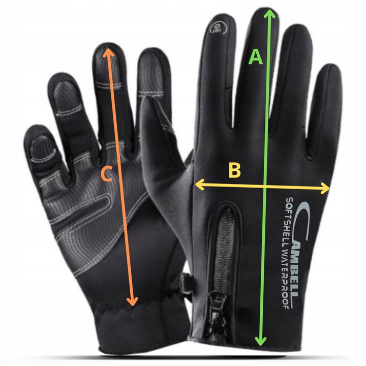 Rękawice Softshell Dotyk Narty Biegowe Rower XXL