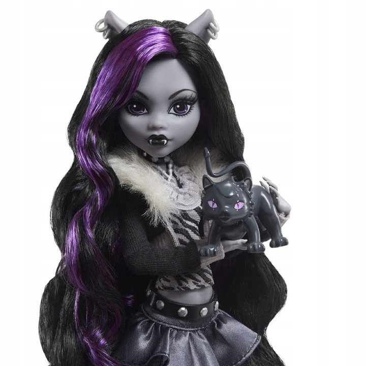 LALKA MONSTER HIGH REEL DRAMA Clawdeen Wolf + kot Crescento