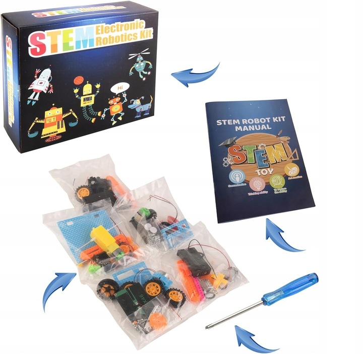 ZESTAW MAŁY ELEKTRONIK EKSPERYMENTY ZABAWKA ROBOT SAMOCHÓD ELEKTRYK NAUKA