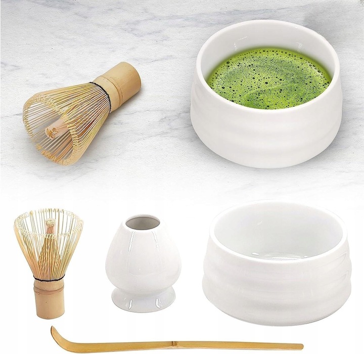 Zestaw prezentowy do herbaty matcha czarka miotełka podstawka łyżeczka