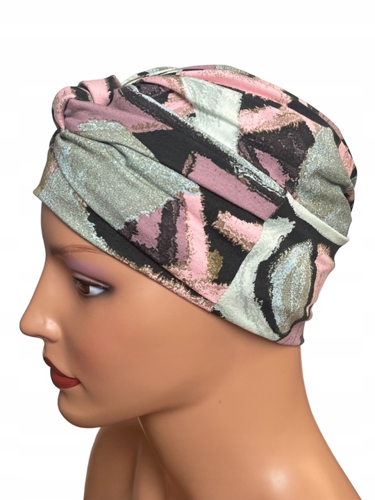 Marszczona czapka na głowę Sara 389 turban z wiskozy także po chemioterapii