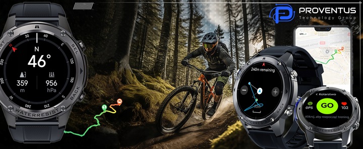 ZEGAREK MĘSKI Z GPS SMARTWATCH PROVENTUS MENU PL WODOODPORNY SPORT ROZMOWY