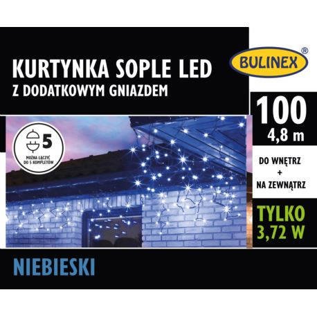 Kurtyna LED Bulinex sople 100 LED 4,8 m niebieska LAMPKI ZEWNĘTRZNE