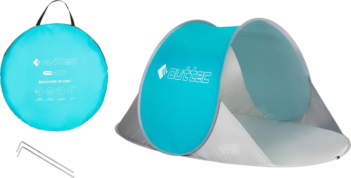 NAMIOT PLAŻOWY SAMOROZKŁADAJĄCY PARAWAN ZAMYKANY SZYBKI POP UP UV50 OUTTEC