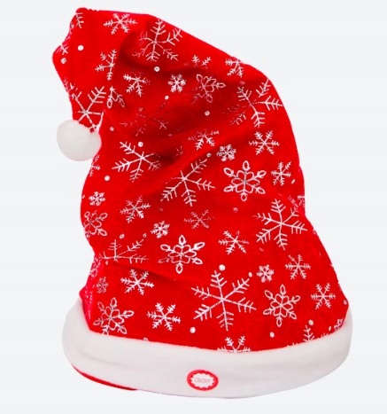 CZAPKA MIKOŁAJA tańcząca CZERWONA 41x18 cm śpiewająca grająca