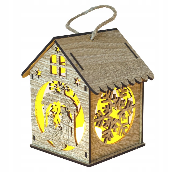 Lampion drewniany adwentowy świąteczny latarenka na roraty dla dzieci LED