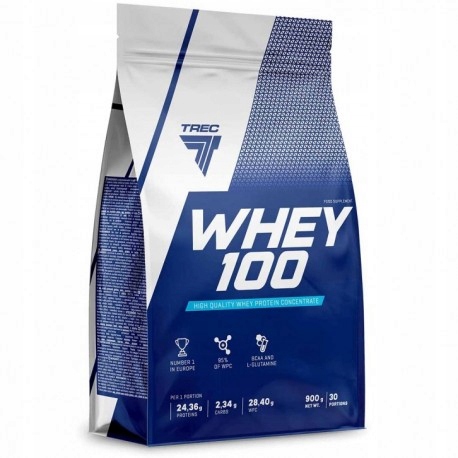 WPC Trec Whey 100 900g PYSZNE BIAŁKO PROTEINY NA MASĘ MIĘŚNIE DO TRENINGU