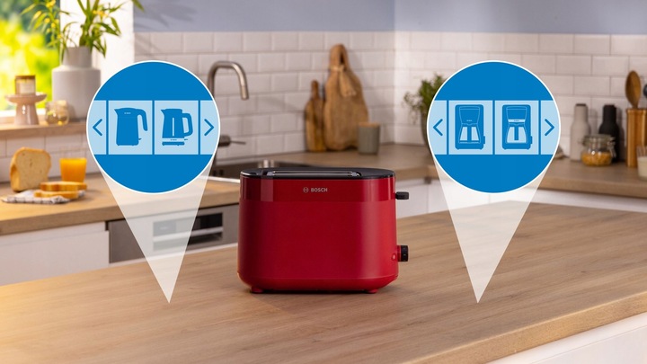 Toster Bosch MyMoment TAT2M124 950W 2 tosty Termostat Rozmrażanie Czerwony