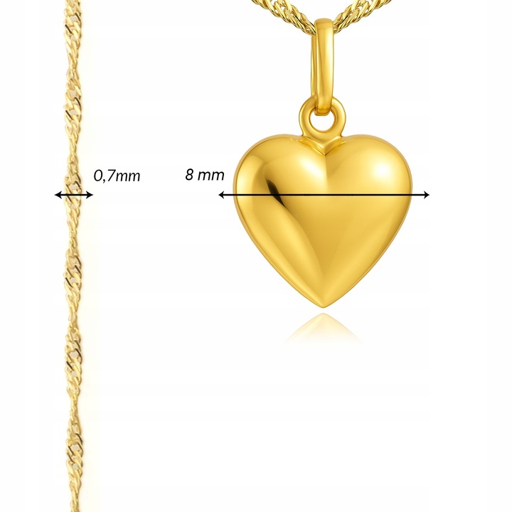 Złoty Łańcuszek Medalik Serce 585 z Grawerem Pamiątka Chrztu Świętego