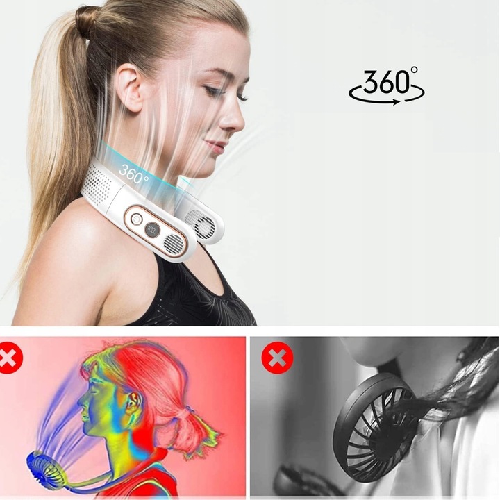 NECK FAN 3000MAH PORTABLE WITH 3 ADJUSTABLE SPEEDS USB FAN