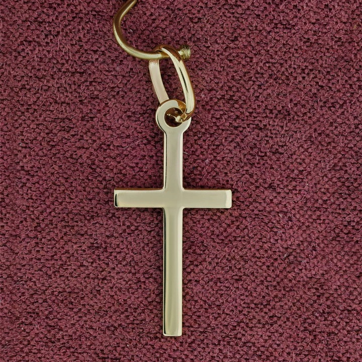 Złoty Komplet Chrzest Komunia łańcuszek ankier 45 cm + krzyżyk pr. 333