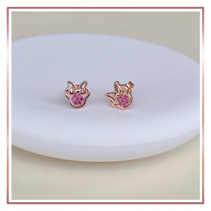 Srebrne kolczyki MYSZKA MINNIE ROSE S925