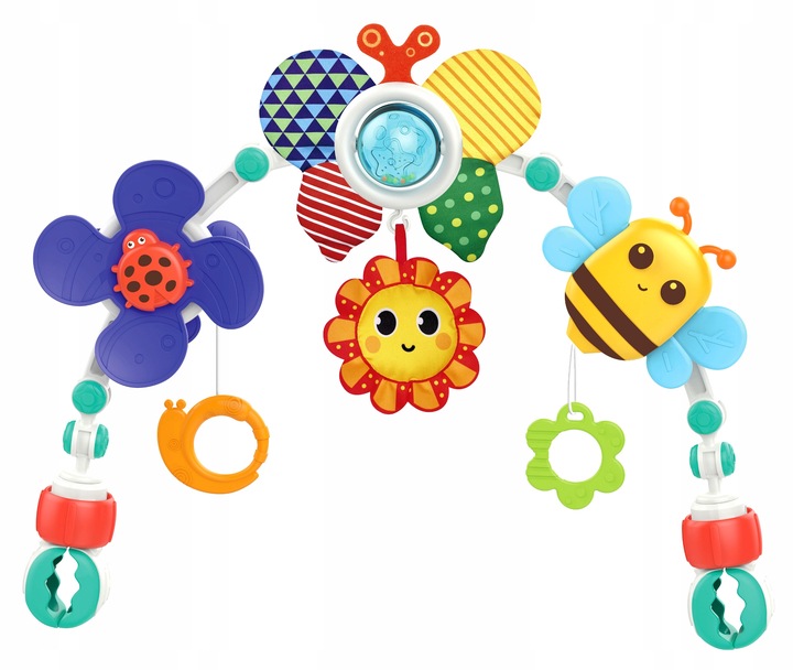 PAŁĄK z zawieszkami DO WÓZKA FOTELIKA ŁÓŻECZKA zabawka sensoryczna gryzak